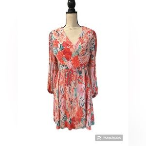 H & M Floral long sleeve dress with bubble sleeve